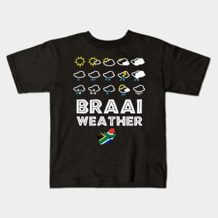 Braai Weather South Africa Boerewors & Chops BBQ Afrikaans Dad Chef Kids T-Shirt